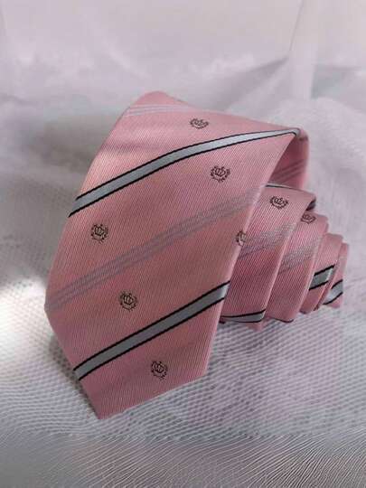 1 chiếc cà vạt hình vương miện màu hồng thủ công, phù hợp với đồng phục học sinh (mẫu giáo/tiểu học), trang phục thường ngày cho cặp đôi, trang phục hàng ngày.
