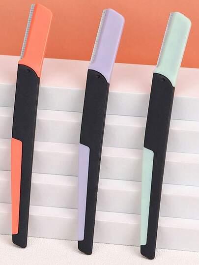 3Pcs/Set Professional Eyebrow Razors, Facial Hair Remover With Protective Mesh, Portable Eyebrow Trimmer For Women, Sharp Dermaplaning Tool For Eyebrows, Lip Hair & Peach Fuzz