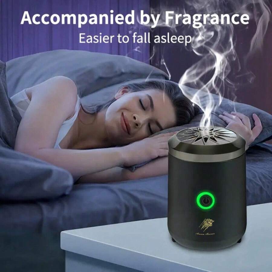 Portable USB Rechargeable Electric Incense Burner Diffuser - Middle Eastern Arabic Popular Mini Electric Incense Burner (Incense Not Included) - 黑色 - 查看 1