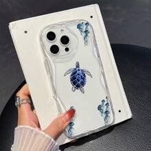 1个极简主义TPU材质海龟水母图案透明奶油质感全包防震防滑保护手机壳，兼容、荣耀等手机。 - 無色 - 查看 5
