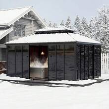 12x16 Ft Hardtop Gazebo Sunroom, Enclosed Gazebo With Floor-To-Ceiling Sliding Doors, All-Aluminum Alloy Frame, Screen Outdoor Room Solarium For Backyard, Patio, And Deck - black grey - 查看 4