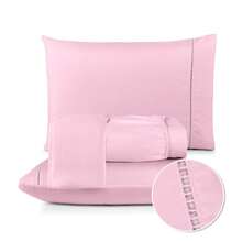 Fitted Sheet Set With Elastic + Pillowcase, 400 Thread Count Percale Flex Luxury, Peach Touch, Single, Full, Queen, King - Baby Pink - View 7
