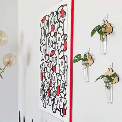 1pc Minimalist Wooden Hydroponics Plant Propagation Station, Home Bedroom Wall Mounted Plant Holder, Suitable For Home Wall Decor