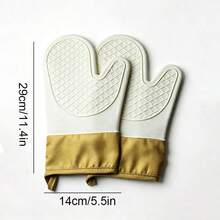 1pc Heat Resistant & Non-Slip Gloves - Kitchen Oven Gloves - Silicone Oven Mitts - Microwave Baking Tools - Khaki - View 2