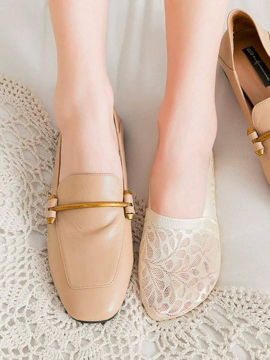 1/3/5 đôi tất ren kiểu thuyền dành cho nữ, thích hợp cho mùa xuân và mùa hè, tất chống trơn trượt, không lộ viền, lý tưởng để mang cùng giày da và giày thường ngày. - Nhiều màu - Xem 1