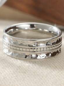 Silver Forged Copper Ring, Stress Relief Design, Handmade Gift For Men And Women - Silver - View 10
