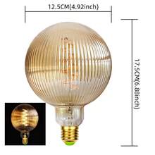 1个G125波纹螺旋LED灯丝灯泡，220-240V 4W E27灯头，2300K暖黄光可调光琥珀色玻璃灯罩，适用于客厅、餐厅、卧室、台灯、吊灯等，营造温馨家居照明，尺寸：4.92英寸 x 6.88英寸 - G125 Ripple - 查看 12