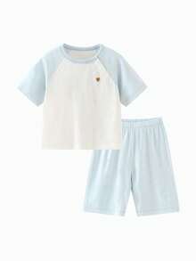 mini bala 婴儿家居服套装 夏季柔软速干透气防螨睡衣 2026 舒适儿童睡衣 - 藍色調 - 查看 1
