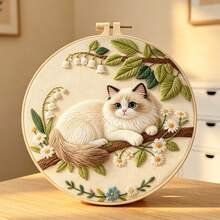猫咪刺绣工艺套装，DIY可爱虎斑猫毛绒装饰品，适用于客厅、卧室墙面装饰，多种款式可选 - 多色 - 查看 7