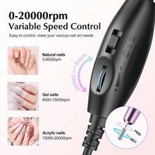LKE Portable Nail Drill Machine, 20000 RPM & 35 Speeds, Dual Direction & USB Rechargeable, Professional For Home Manicure, Salon & Christmas Presents - Mauve Purple - View 11