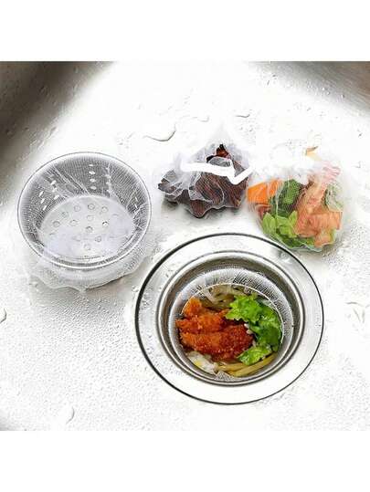 100pcs Disposable Sink Strainer Bags, Food Waste Collector, Reusable Kitchen Drain Filter