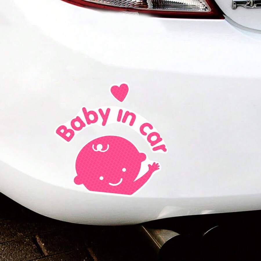 1/3pcs Cartoon Reflective Stickers, Baby In Car Safety Warning Sign, Nighttime Reflective Sticker, Car Bumper Window Decorative Sticker, Cute Waterproof Car Decal - Car Stickers - View 1
