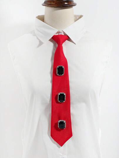 1 chiếc cà vạt kẹp thời trang, đính đá giả và ngọc trai, thích hợp cho mặc hàng ngày, biểu diễn, tiệc tùng, hẹn hò, tiệc chiêu đãi.