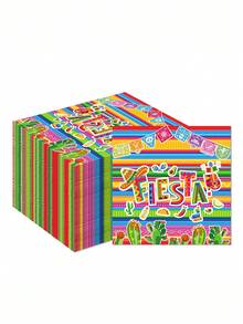 20 Stück Einweg-Papierservietten für den 5. Mai Party, bunte Streifen Flaggen Mexiko-Thema 5. Mai Gäste Servietten für Geburtstag, Hochzeit, Party Tischdekoration - quadratische Taschentücher - Übersicht 2
