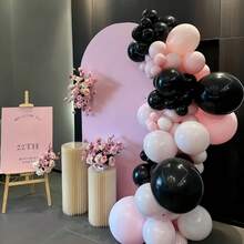 51pcs/27pcs Set Of 10-Inch Black, Metallic Silver, Macaron Pink Latex Balloon Arch Kit, Suitable For Birthday Party Decor, Graduation Ceremony, Proposal Scene Decoration, Anniversary, Wedding Decor, Bridal Shower, Bachelorette Party, Home Celebration, Bar Decor, Indoor & Outdoor Party Supplies - Multicolor - View 3