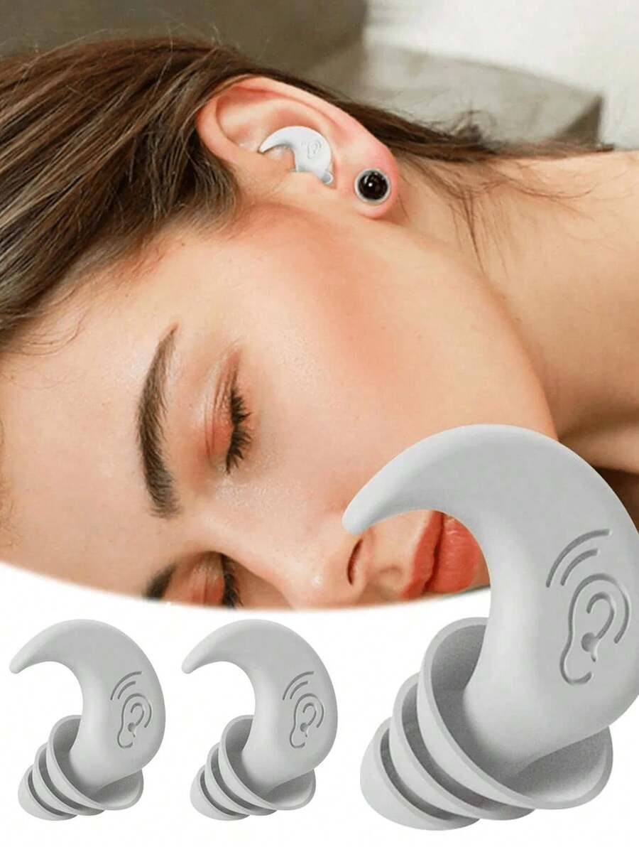 2pcs Set Simple White Waterproof Silicone Ear Plugs, Soft Comfortable Noise Isolating Ear Protection For Sleeping, Swimming, Diving, Surfing, Practical Gift For Mother's Day And Graduation - Beraneka warna - View 1