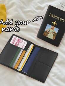 Ayotu Customized Gold Airplane Pattern Passport Holder, Smooth PU Material, Passport And Ticket Storage Bag, Travel Storage Bag, Foldable And Portable Multi-Function Storage Bag, Dust-Proof, Waterproof, Wear-Resistant, Essential Custom Gift For Holidays, Group Travel, And Family Trips - Multicolor - View 18