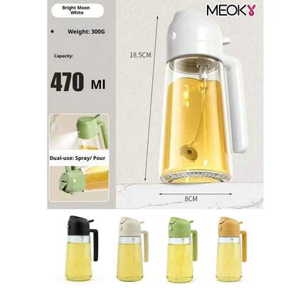 Bình xịt dầu 2 trong 1 dung tích lớn này có dung tích 470ml/15.8oz với thiết kế tích hợp vòi xịt và rót. Sản phẩm phù hợp cho nhiều công việc nhà bếp bao gồm chiên, nướng, pha chế salad và làm bánh. Bình xịt phun sương đều mà không để lại cặn, dễ vệ sinh và bền bỉ. Lý tưởng cho nhà bếp gia đình, tiệc nướng ngoài trời, những người đam mê thể dục chuẩn bị các bữa ăn nhẹ và thực phẩm nhà hàng, đây là một công cụ thiết thực cho những người yêu thích nấu nướng và ưu tiên kiểm soát lượng dầu ăn an toàn cho sức khỏe.