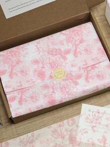 20张粉色花卉图案50x70厘米薄纸，17克/平方米，适用于花束、礼品包装、DIY手工制作的鲜花包装纸 - 包裝紙 - 查看 1