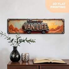 Biển trang trí 2D phẳng kiểu cổ điển "VAN LIFE", kích thước 10 x 40 cm (3.9 x 15.7 inch), khung trang trí cầu kỳ, có thể treo trong nhà/ngoài trời, chỉ dùng để trang trí. - A - Xem 7