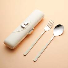 Set de couverts portable, fourchette, couteau, cuillère en acier inoxydable, set de couverts réutilisables de camping avec fourchette, cuillère, baguettes et boîte de rangement, convient pour pique-nique, camping, voyages en famille, travail, activités extérieures, cadeau de vacances - Multicolore - Voir 16