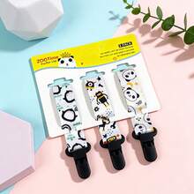 ZooTime 3pcs/Set Cartoon Baby Pacifier Clips, Cute Printed Pacifier Holder, Anti-Lost Design, Strong Clamp, Portable For Outings, Newborn Essential, Pacifier Leash, Baby Feeding Accessories, Multiple Patterns Available - Multicolor - View 10
