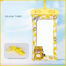 Cartoon Waterproof Phone Pouch, Inflatable PVC Material Phone Bag Suitable For Beach Use, Design For Delivery Riders, With Touch Screen Interface, Applicable For Swimming, Surfing, Rainy Travel, Beach, Cruise, Skiing And Other Water Activities, Can Protect Phones Under 7 Inches - Multicolor - View 14