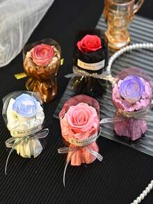 1/3/5 Stems Mini Preserved Rose Bouquet, Artificial Single Rose, Suitable For Valentine's Day, Mother's Day, Birthday, Graduation Gift, And Home Decor - Multicolor - View 9