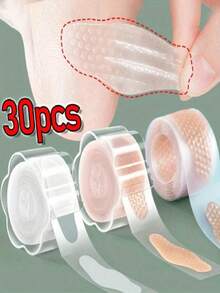 30 piezas Pegatinas de silicona antiarrugas para talón para mujeres - Almohadillas invisibles para el cuidado de los pies para tacones altos y zapatos, protectores de dedos reutilizables e impermeables (transparente y beige) - Ver 1