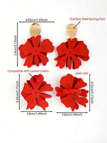 Betykuku Set de 4 piezas de pendientes y anillo con colgante de flores coloridas en estilo bohemio, regalo para mujeres y niñas, adecuado para la playa, vacaciones, uso casual y fiestas - Conjunto floral de tres piezas - Ver 7
