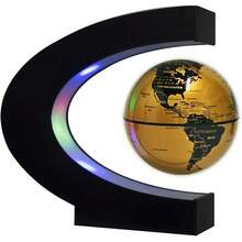 Globo flotante con luces LED en forma de C magnético de nivelación flotante globo mapa del mundo para decoración de computadora, Negro con azul - Aire - Ver 13
