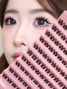 100pcs/Pack New Puppy Style Individual Cluster False Eyelashes, DIY Eyelash Extension Helper, Cartoon Lashes For Vivid & Charming Eyes - C - View 1
