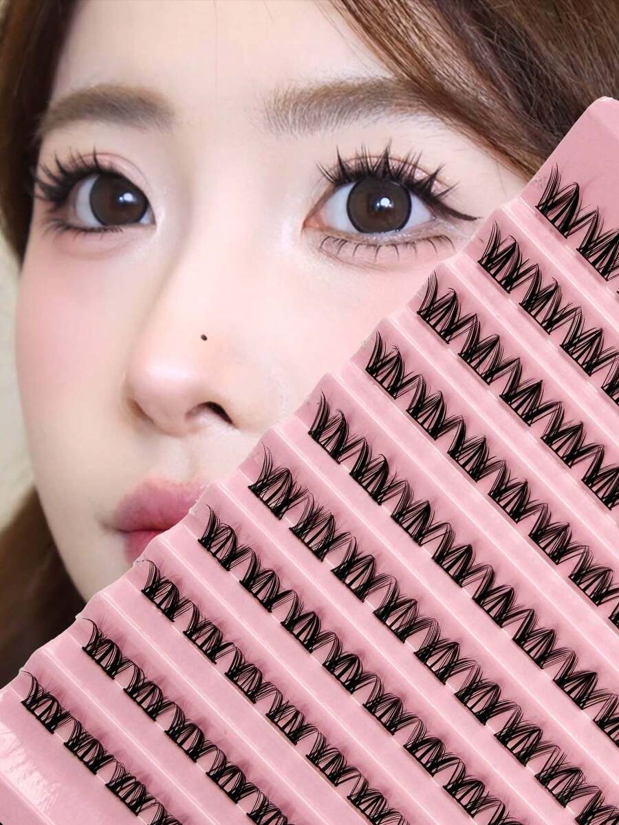 100pcs/Pack New Puppy Style Individual Cluster False Eyelashes, DIY Eyelash Extension Helper, Cartoon Lashes For Vivid & Charming Eyes - C - View 1
