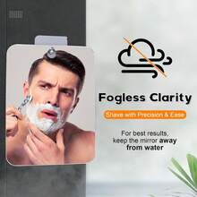 1pc Acrylic Bathroom Mirror With Hook, Anti-Fog Polished Finish, Wall Mount Holder, Plastic Frame, Fog-Free For Men's Shaving, Use Before Removing Protective Film - Silver - View 10
