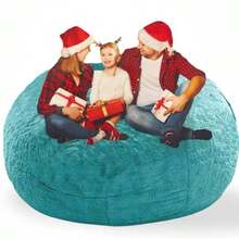 Puf gigante para adultos y niños sin relleno acogedora funda redonda de gran tamaño para recámara relleno de animales 7 pies y verde - AzulVerde - Ver 9