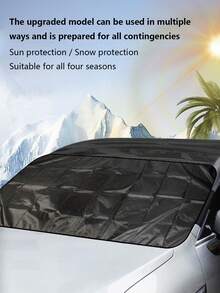 1pc Car Front Windshield Sun Shade, Reversible Double-Sided Sun Visor & Snow Blocker - Sunshade - View 8