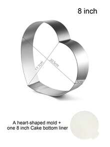 Bộ 2 khuôn làm mousse bằng thép không gỉ, kích thước 4/6/8 inch, hình trái tim/vuông/tròn, kèm đế lót bánh, thích hợp cho các buổi họp mặt gia đình, tiệc tùng, đám cưới. - Bạc - Xem 11