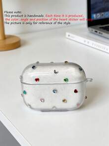 1个手工爱心水钻亮片耳机保护套，蓝牙耳机保护套，兼容苹果Pro 2、新款第四/三代、第一/二代Pro，亚克力耳机保护套 - 白色 - 查看 18