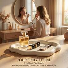 1pc White Irregular Cloud Jewelry Display Tray, Minimalist Ring Necklace Earring Organizer Plate, Elegant Resin Storage Dish Vanity Room Decor Home Decor Bathroom Accessories Mother's Day Gift For Women Adults - 白色 - 查看 3