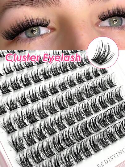 Rikuaild 120pcs D-Curl Fluffy Cluster False Eyelashes, 8-16mm Mixed Length Individual Lashes, Faux Mink Fiber Natural Look Lashes, Suitable For Experienced Makeup Artists And Beauty Enthusiasts For DIY Use At Home