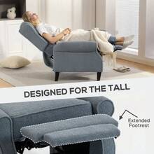 Recliner Armchair With Extended Leg Rest - Grey - Grey - View 9