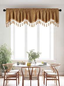 1件古铜色窗帘，复古雪尼尔S形流苏帘幔，适用于窗户和门装饰 - 銅色 - 查看 5