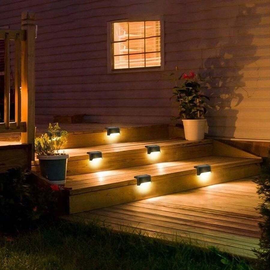 4 Solar Powered Stair Lights, LED Deck Lights Suitable For Outdoor Fence, Yard, Stairs And Garden Railing, Solar Powered - Type a - View 1