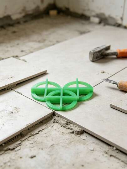 XXSL 100/200pcs Reusable Round Tile Spacers, Green 2.5mm Removable Cross Tile Leveling System, Suitable For Floor And Wall Tile Installation DIY And Professional Use