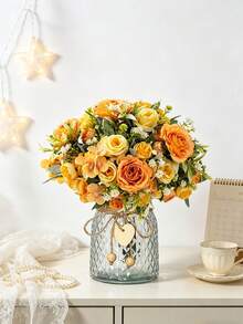 1pc Artificial Rose & Hydrangea Flower, Rose, Hydrangea, Faux Flower Suitable For Home, Party, Wedding Decoration, DIY, Bridal Bouquet, Outdoor Garden Decoration, Valentine's Day Decoration, Gift - Yellow - View 7