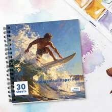 180克厚高白不渗墨素描本，21x21厘米方形螺旋装订素描本，30张大容量，适合艺术学生、水彩纸、绘画、涂鸦、ins风格素描本 - 彩色 - 查看 2