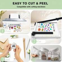 20 Sheets Printable Vinyl Sticker Paper, Translucent A4 (21.08X29.72 Cm) 65% Clear Self-Adhesive Sheets, Quick-Dry Vivid Colors Decal Paper, Tear-Resistant For Inkjet Printers - A4/20 Sheets Transparent - View 6