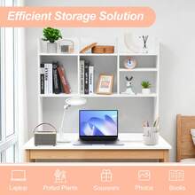 WEAPACKHK Wooden Desktop Bookshelf Organizer With 7 Compartments Large Capacity Storage Rack Multi Functional Desk Shelf For Dorm Bedroom Study Office White - Hình chữ nhật - Xem 5