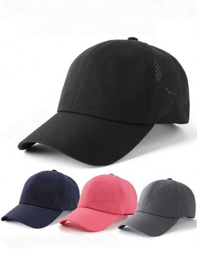 女士透气网眼棒球帽 - 可调节后扣卡车帽，适合休闲户外穿着