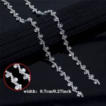 1pc 35.43 Inch Crystal Rhinestone Sewing Craft Chain, Elegant Minimalist Body Chain, Luxury Rhinestone Decor Chain, Claw Chain, Crystal Rhinestone Chain, Shiny DIY Decor, Clothing Decor Diamond Shoulder Strap Adjustable Crystal Shoulder Strap Accessory, Wedding Sewing Decor Accessory, Luxurious Rhinestone Strip, Sewing Supplies - Multicolor - View 14